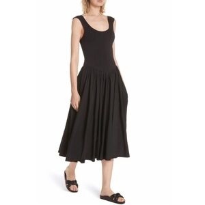 La Vie Rebecca Taylor Voile Jersey Dress 100% Cotton Scoop Neck Midi Swingy Med